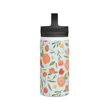 Load image into Gallery viewer, Burnt Orange Floral Handle Lid Water Bottle