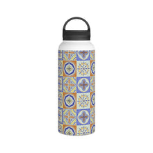 Load image into Gallery viewer, Orange and Blue Tile Handle Lid Water Bottle