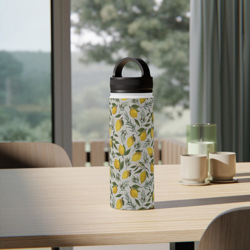 Olive and Lemon Handle Lid Water Bottle