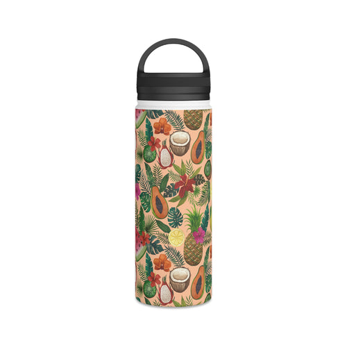 Tropical Fruit and Flowers Handle Lid Water Bottle