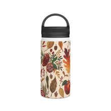 Load image into Gallery viewer, Watercolor Floral Pumpkin, Leaves and Berries Handle Lid Water Bottle