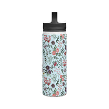 Load image into Gallery viewer, Bright Watercolor Flower - Blue Handle Lid Water Bottle