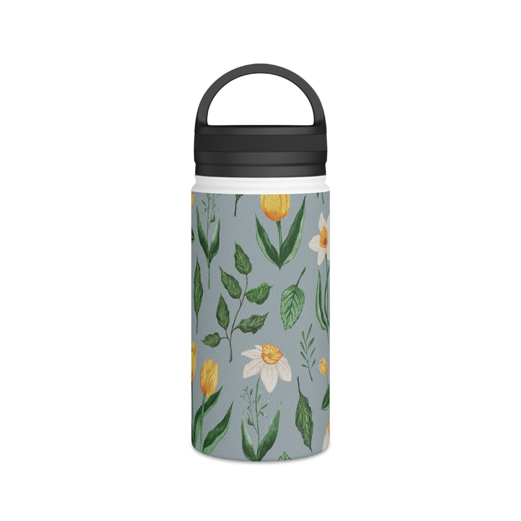 Daffodils and Tulips Handle Lid Water Bottle