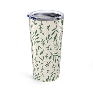 Green Falling Leaves Travel Mug