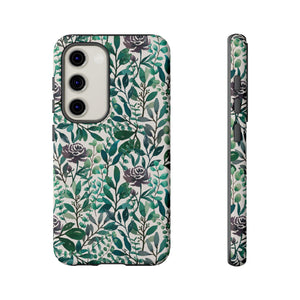 Purple Flowers and Eucalyptus Leaves Phone Case