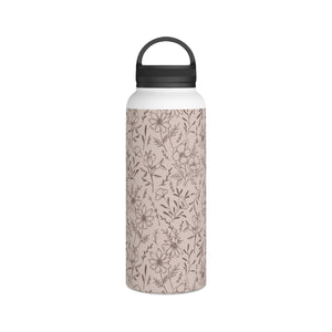 Pink Flower Handle Lid Water Bottle