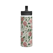 Load image into Gallery viewer, Wild Flower Roses Handle Lid Water Bottle
