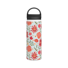 Load image into Gallery viewer, Red Flower Burst Handle Lid Water Bottle