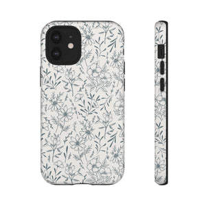 Blue Gray Flower Phone Case