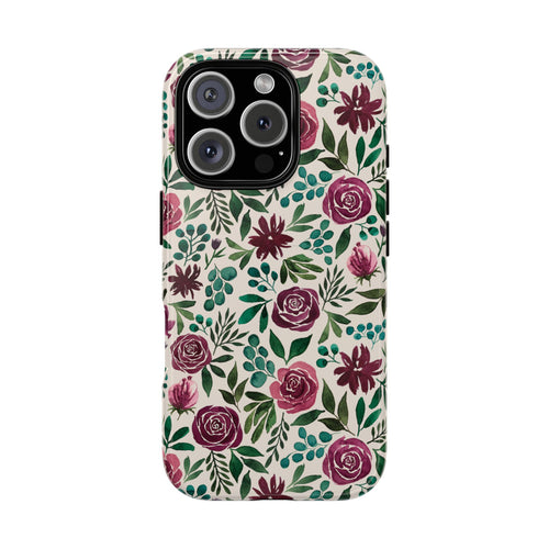 Magenta Floral Eucalyptus Phone Case