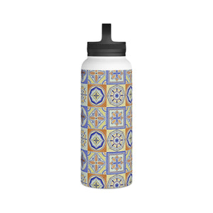 Orange and Blue Tile Handle Lid Water Bottle