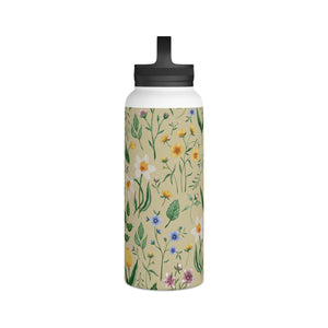 Whimsical Spring Blooms Handle Lid Water Bottle
