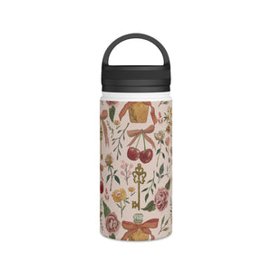 Bows, Flowers and Cherries Handle Lid Water Bottle