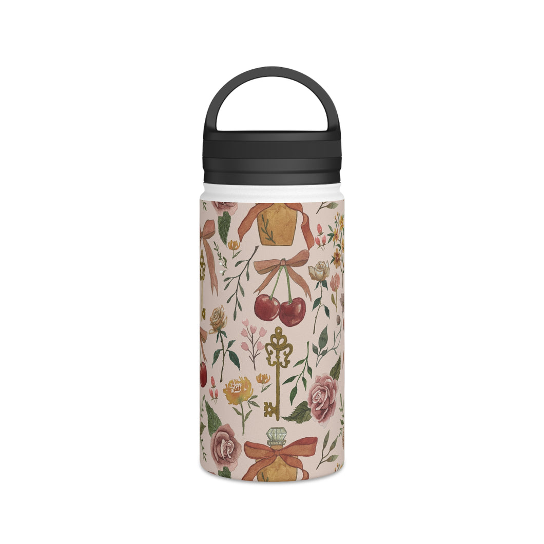 Bows, Flowers and Cherries Handle Lid Water Bottle