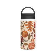 Load image into Gallery viewer, Watercolor Floral Pumpkin, Leaves and Berries Handle Lid Water Bottle