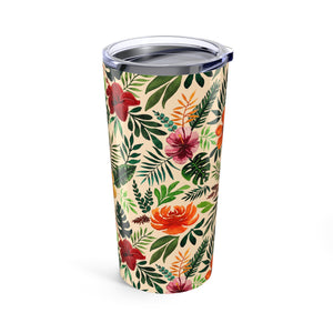 Tropical Watercolor Floral Travel Mug