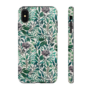 Purple Flowers and Eucalyptus Leaves Phone Case