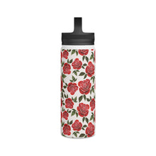 Load image into Gallery viewer, Rose Watercolor Handle Lid Water Bottle