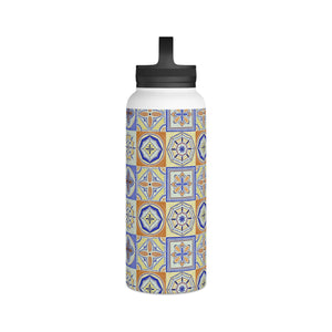 Orange and Blue Tile Handle Lid Water Bottle
