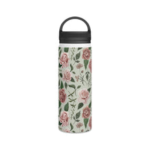 Load image into Gallery viewer, Wild Flower Roses Handle Lid Water Bottle
