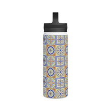 Load image into Gallery viewer, Orange and Blue Tile Handle Lid Water Bottle