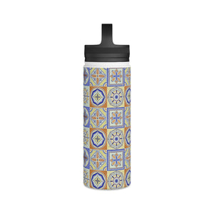 Orange and Blue Tile Handle Lid Water Bottle