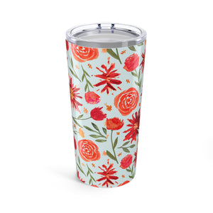 Red Flower Burst Travel Mug