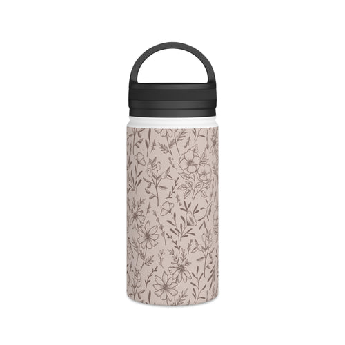 Pink Flower Handle Lid Water Bottle
