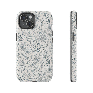 Blue Gray Flower Phone Case