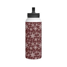Load image into Gallery viewer, Red Snowflakes Handle Lid Water Bottle