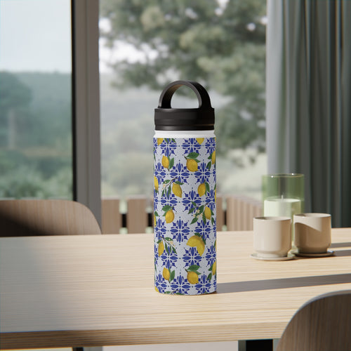Lemon Tile Handle Lid Water Bottle