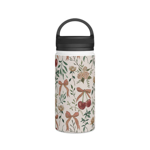 Cherry and Roses Handle Lid Water Bottle
