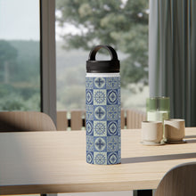 Load image into Gallery viewer, Mediterranean Blue Tile Handle Lid Water Bottle