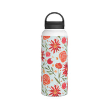 Load image into Gallery viewer, Red Flower Burst Handle Lid Water Bottle