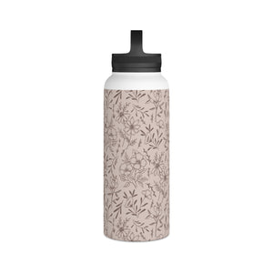 Pink Flower Handle Lid Water Bottle