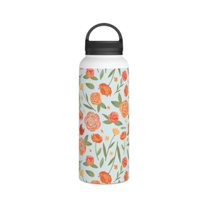 Burnt Orange Floral Handle Lid Water Bottle