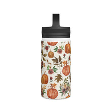 Load image into Gallery viewer, Pumpkin and Fall Flowers Handle Lid Water Bottle