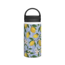 Load image into Gallery viewer, Lemons, Flowers and Stripes Handle Lid Water Bottle