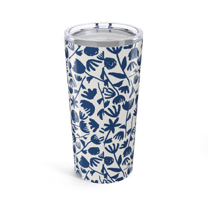 Dark Blue Floral Travel Mug