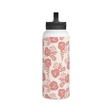 Load image into Gallery viewer, Warm Pink Floral Handle Lid Water Bottle