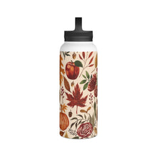 Load image into Gallery viewer, Watercolor Floral Pumpkin, Leaves and Berries Handle Lid Water Bottle