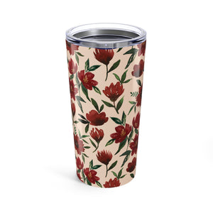 Red Fall Flowers Travel Mug