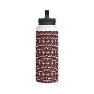 Red Snowflake Pattern Handle Lid Water Bottle