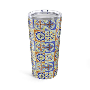 Orange and Blue Tile Travel Mug