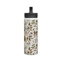 Load image into Gallery viewer, Watercolor Fall Leaves and Flowers Handle Lid Water Bottle