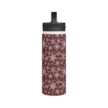 Load image into Gallery viewer, Red Snowflakes Handle Lid Water Bottle