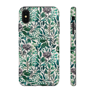 Purple Flowers and Eucalyptus Leaves Phone Case