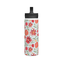 Load image into Gallery viewer, Red Flower Burst Handle Lid Water Bottle