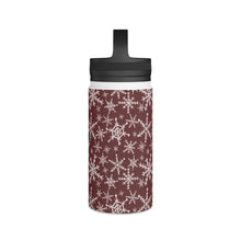 Load image into Gallery viewer, Red Snowflakes Handle Lid Water Bottle