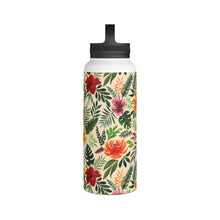 Load image into Gallery viewer, Tropical Watercolor Floral Handle Lid Water Bottle